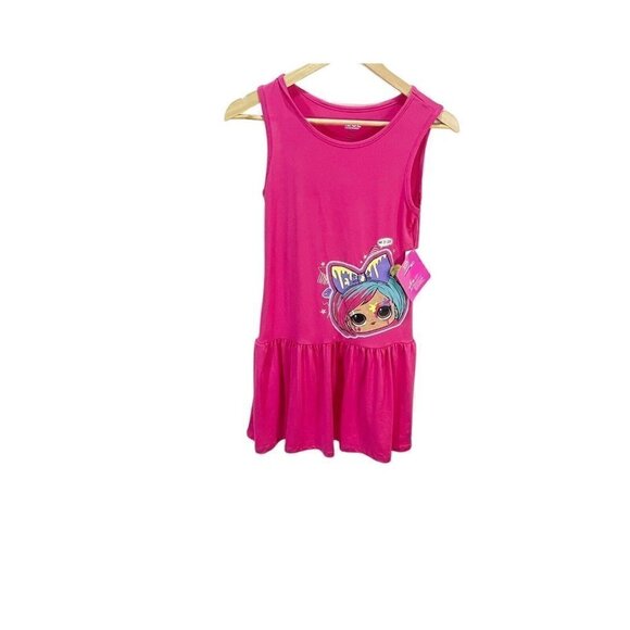 LOL SURPRISE SLEEVELESS ART IS LIFE PINK DRESS SIZE XL 10-12 GIRLS NEW - Picture 1 of 6